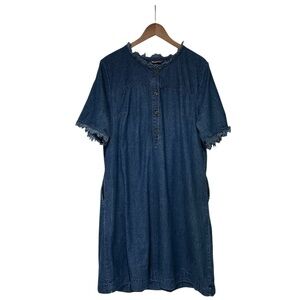 Roaman’s Womens 14W Denim Knee Length Shift Dress